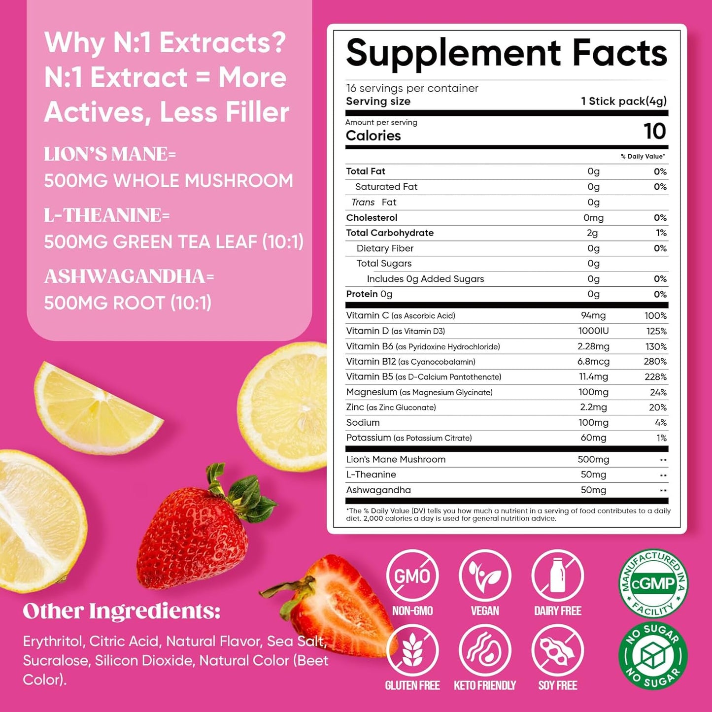 Venture Pal Calming Powdered Drink Mix, Magnesium Glycinate, Ashwagandha,sugar free