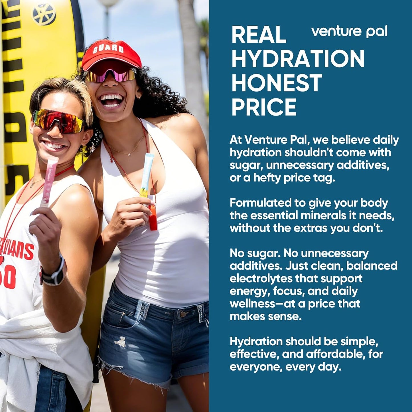 Venture Pal Sugar Free Electrolyte Powder Packets - Liquid Daily IV Hydration Packets| 16 Sticks