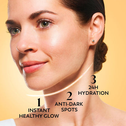 Olay Vitamin C Brighten & Glow 3in1 Moisturising Fluid SPF50+ Hydrating Skincare Moisturiser and Primer with Niacinamide. Hydration, Glow, UV Protection, Corrects Dark Spots 50ml