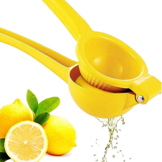Lemon Squeezer - Premium Quality Metal Lemon Squeezer, Manual Citrus Juicer Juicer with Handle Orange Squeezer Juicer Citrus Juicer Dishwasher Safe (Yellow)