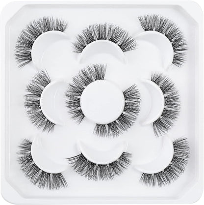 Eyelashes Russian Volume Fluffy Strip Lashes 5 Pairs Manga Natural looking Wispy C/D Curly False Eyelashes
