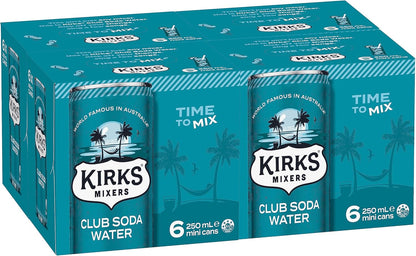 Kirks Mixers Soda Water Mini Can Multipack 24 x 250 mL