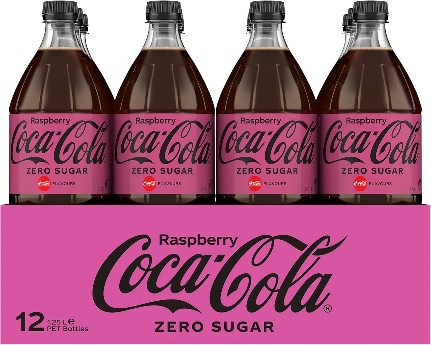 Coca-Cola Zero Sugar Raspberry Soft Drink Multipack Bottles 12 x 1.25L