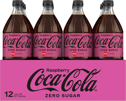 Coca-Cola Zero Sugar Raspberry Soft Drink Multipack Bottles 12 x 1.25L