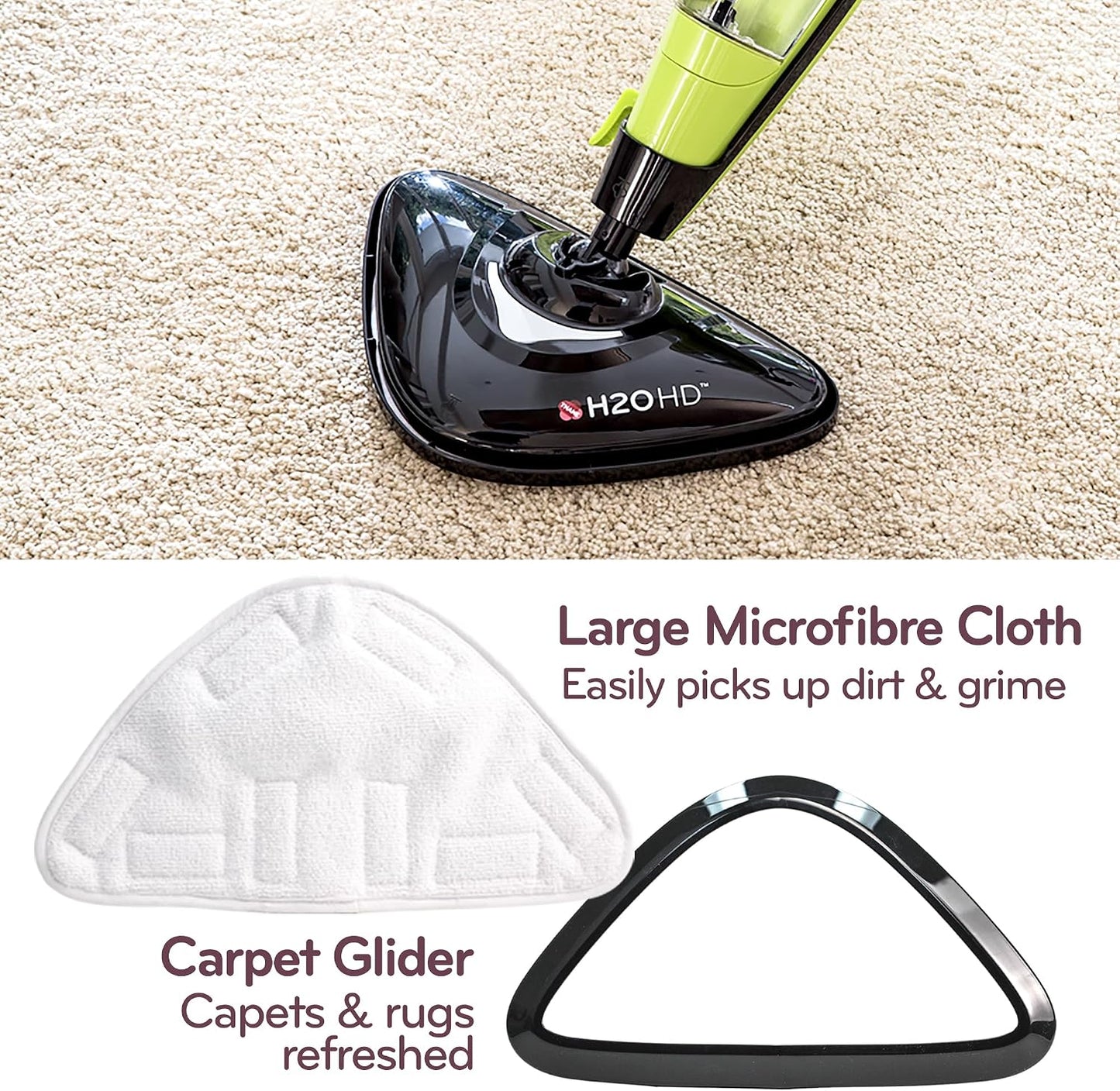 H2O HD Steam Mop & Handheld Steam Cleaner | 3-in-1 Floor Steamer | 1500W Power & 450ml Removable Tank