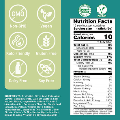 Venture Pal Sugar Free Electrolyte Powder Packets -| Non-GMO | Certified Vegan | 16 Sticks