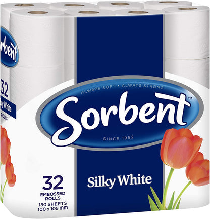Sorbent Toilet Tissue Rolls, White, 32 Rolls