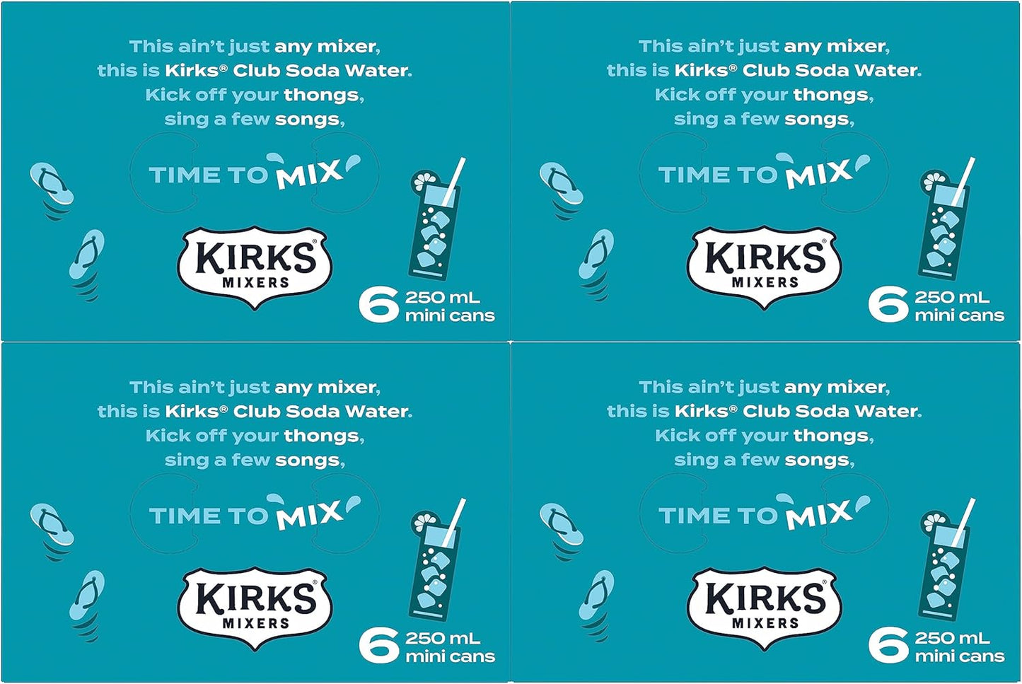 Kirks Mixers Soda Water Mini Can Multipack 24 x 250 mL