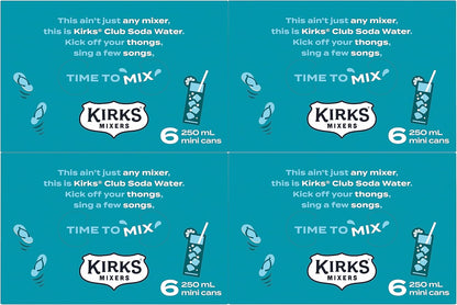 Kirks Mixers Soda Water Mini Can Multipack 24 x 250 mL