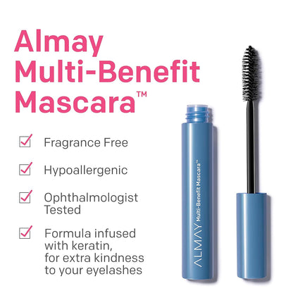 Almay Mascara, Volume, Length, Definition & Conditioning, Multi-Benefit Eye Makeup, Hypoallergenic and-Fragrance Free, 502 Black, 0.24 Fl Oz