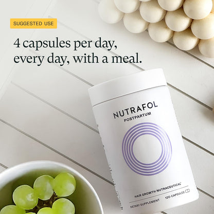 Nutrafol Postpartum Hair Growth Supplements, Clinically Tested for Visibly Thicker Hair