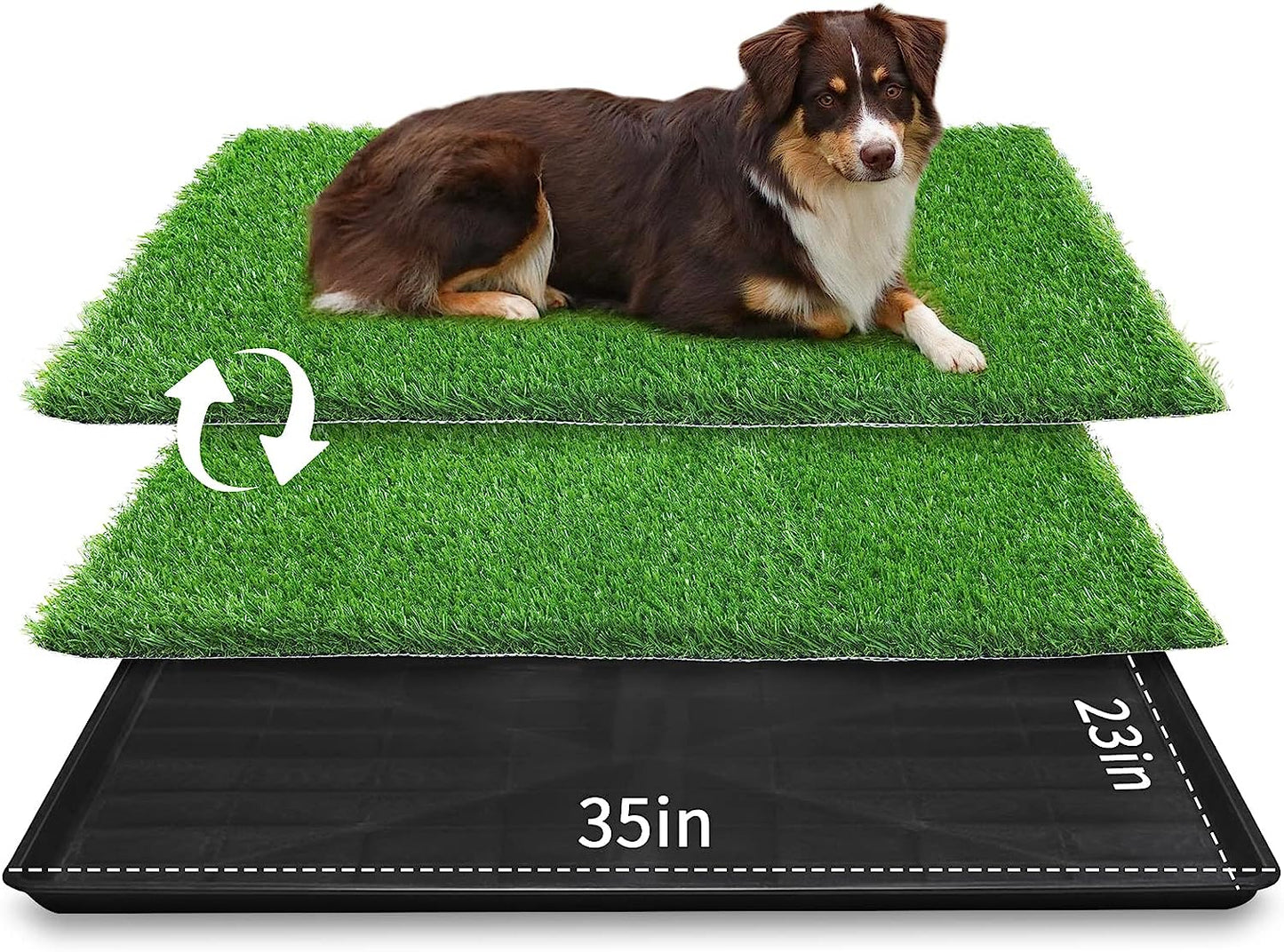 35in x 23in Extra Large Grass Porch Potty Tray, 2-Pack Replacement Artificial Grass Puppy Training Pads