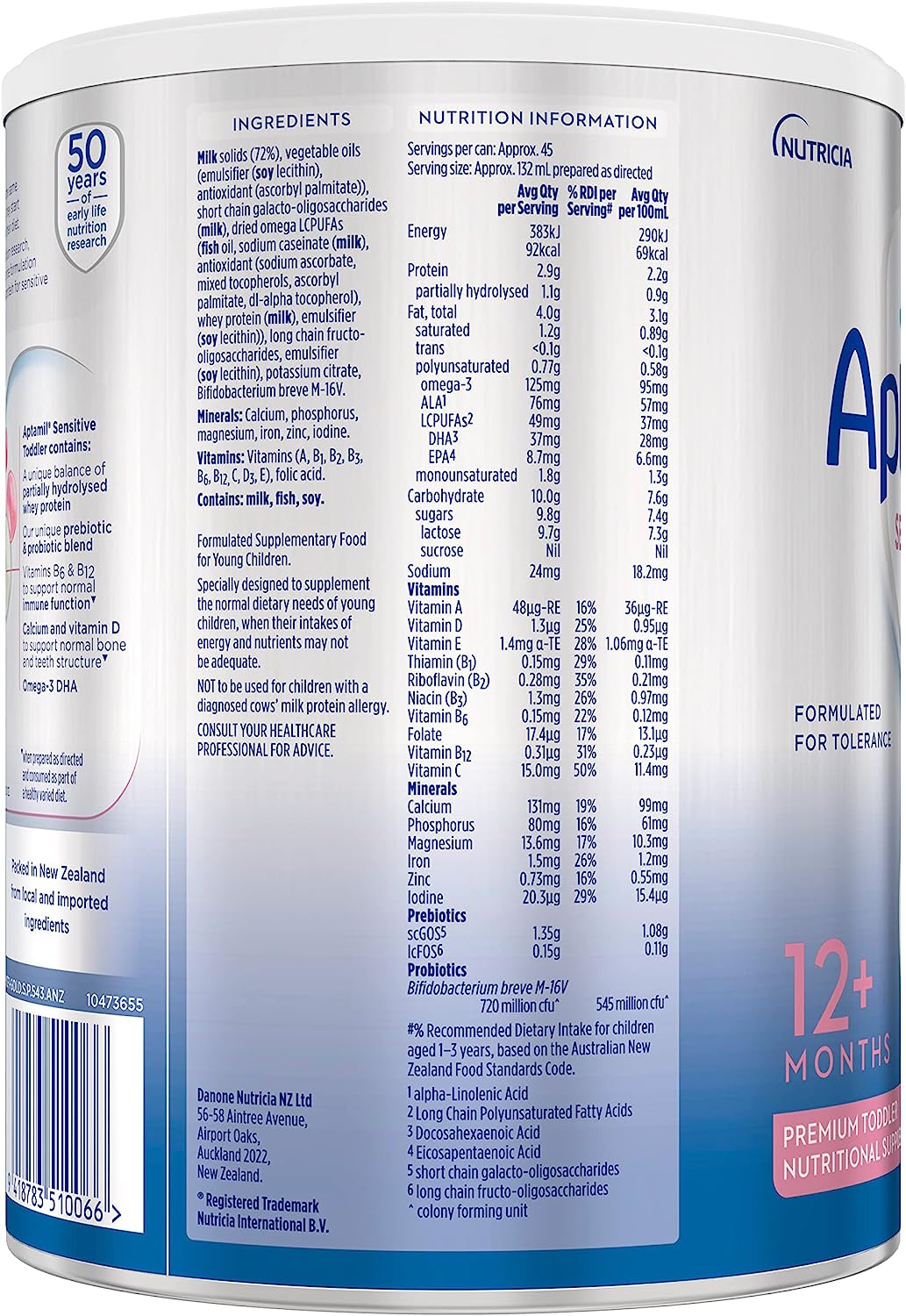 Aptamil Sensitive Toddler Nutritional Supplement From 12+ Months 900g