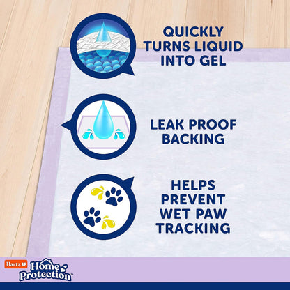 Hartz Home Protection Odor Eliminating Scented Dog Pads, Super Absorbent & Won’t Leak, Lavender Scent, Regular Size, 50 Count