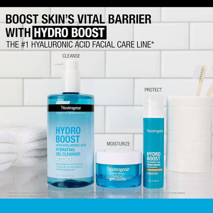Neutrogena Hydro Boost Fragrance-Free Hydrating Facial Gel Cleanser with Hyaluronic Acid, Daily Foaming Face Wash Gel & Makeup Remover, Lightweigh