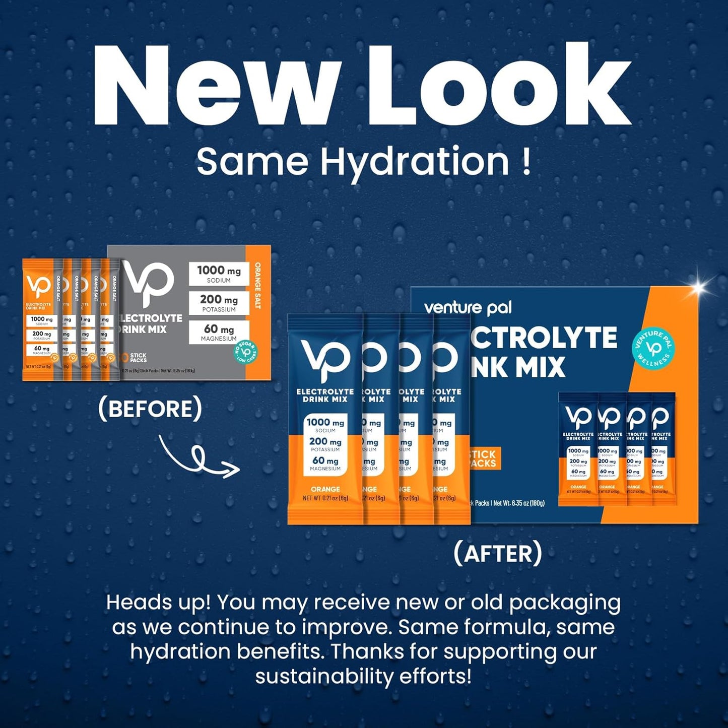 Venture Pal High Sodium Sugar Free Electrolytes Powder Packet - Drink Mix - 30 Sticks