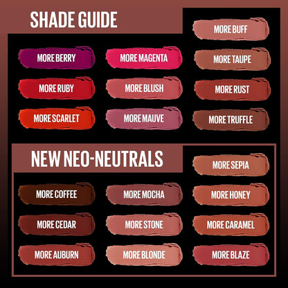 Maybelline Color Sensational Ultimatte Matte Lipstick, Non-Drying, Intense Color Pigment, More Sepia, Mid-Tone Camel