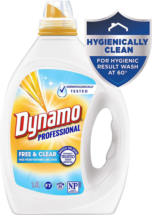 Dynamo Professional Free and Clear, Liquid Laundry Detergent, 1.8 Ltrs