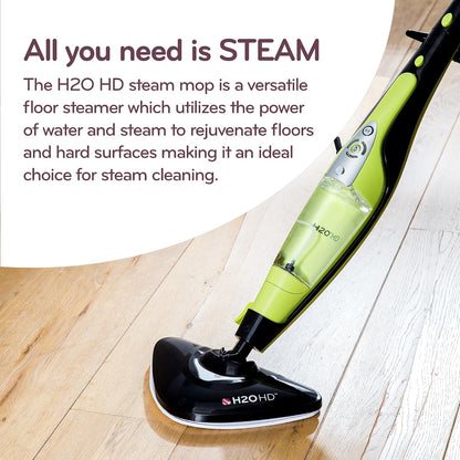 H2O HD Steam Mop & Handheld Steam Cleaner | 3-in-1 Floor Steamer | 1500W Power & 450ml Removable Tank