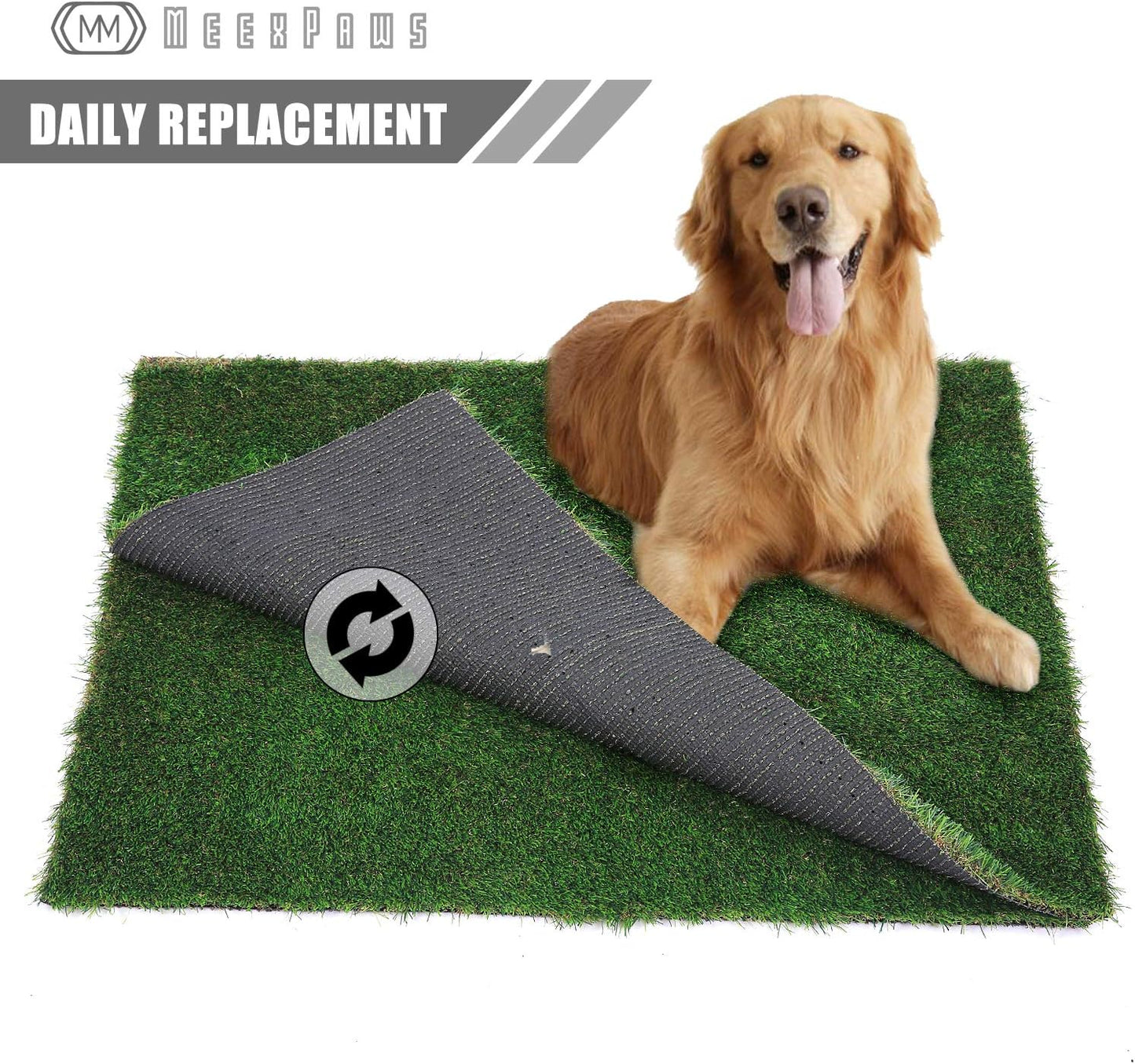 Dog Grass Pee Pads for Dogs with Tray | Extra Large 114×86 cm | 2× Dog Artificial Grass Pads Replacement| Rapid Drainage | 2 Training Pads | Indoor Dog Litter Box
