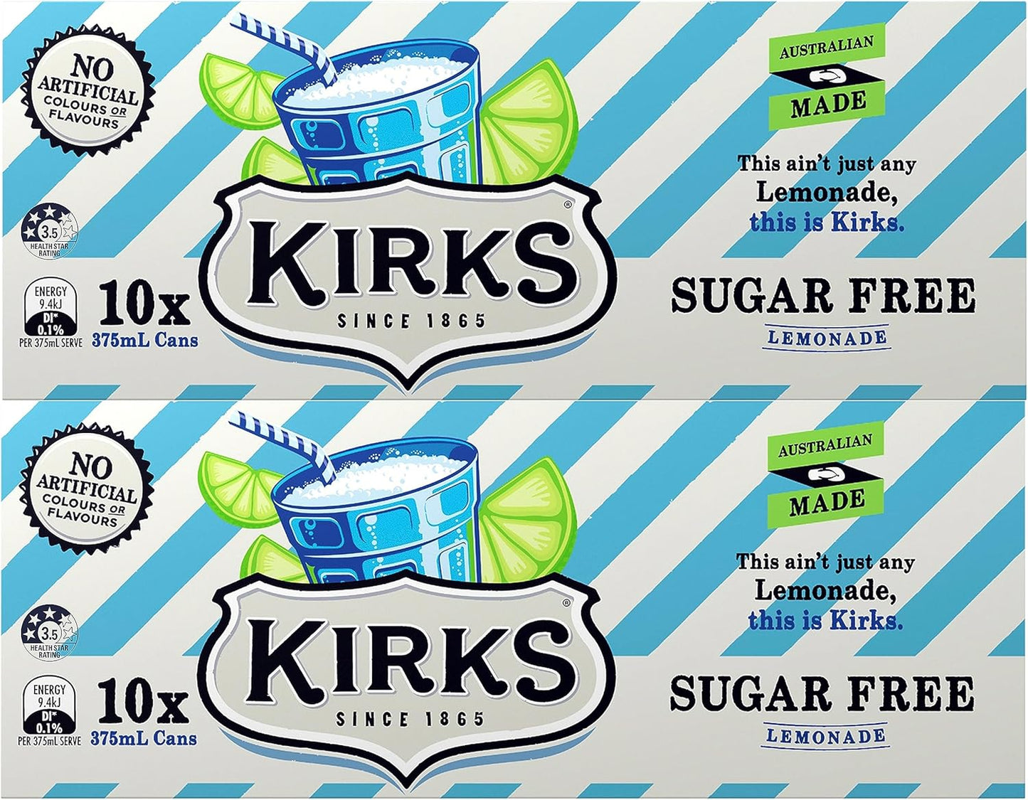 Kirks Lemonade Flavour Sugar Free Soft Drink Multipack Cans 20 x 375 mL