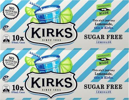 Kirks Lemonade Flavour Sugar Free Soft Drink Multipack Cans 20 x 375 mL