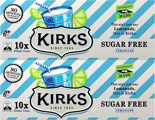 Kirks Lemonade Flavour Sugar Free Soft Drink Multipack Cans 20 x 375 mL