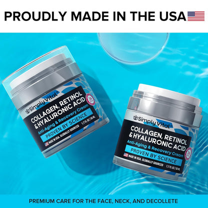 SimplyVital Face Moisturizer Collagen Cream - Anti Aging Neck and Décolleté - Made in USA Day & Night Face Cream - Moisturizing, Lifting & Recovery