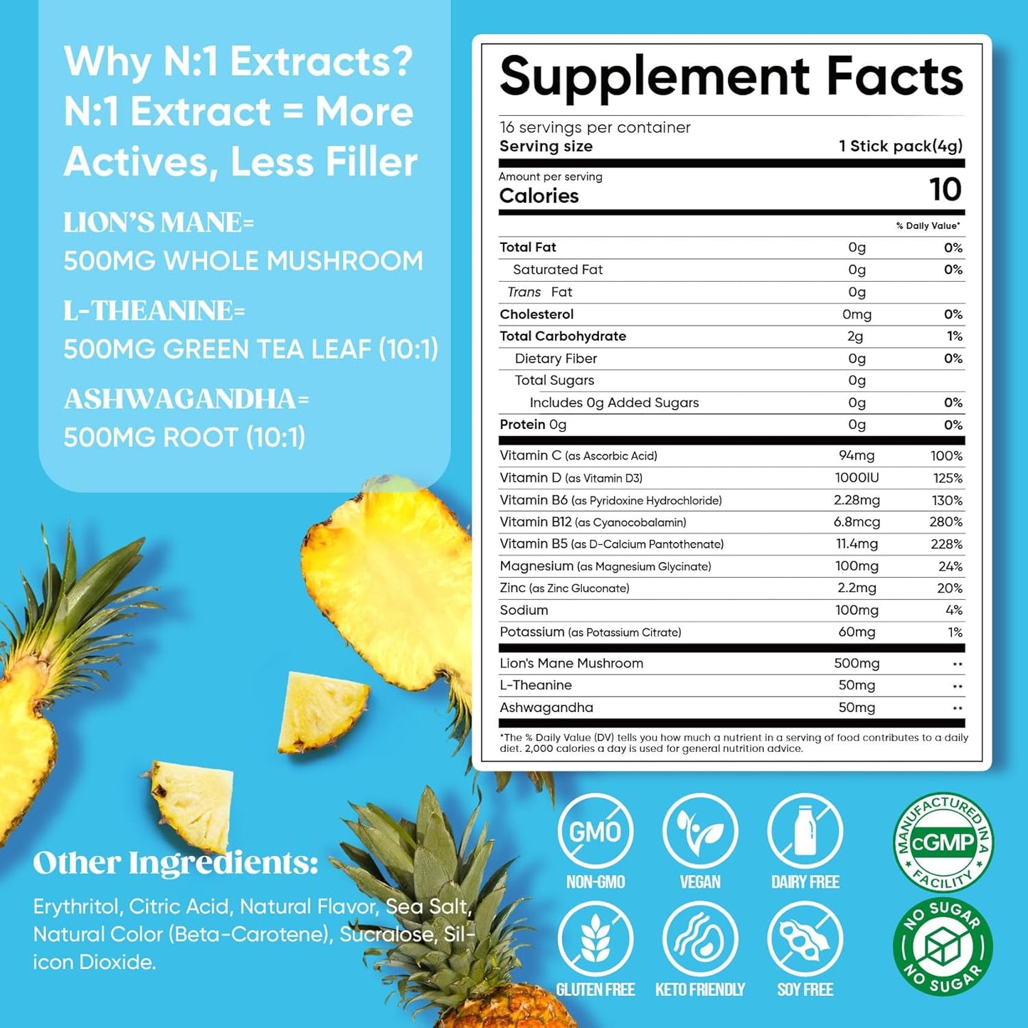 Venture Pal Calming Powdered Drink Mix, Magnesium Glycinate, Ashwagandha,sugar free