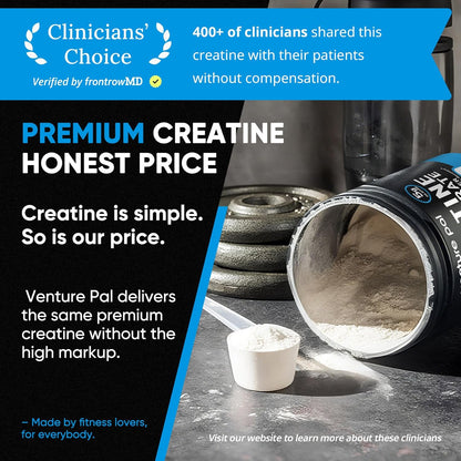 Venture Pal 100% Pure Micronized Creatine Monohydrate Powder, Unflavored Creatine for Women & Men, Vegan, Keto, Gluten Free, 5 g (5000mg)