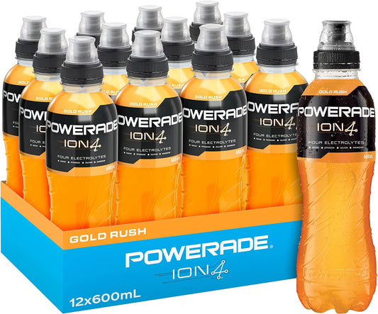 Powerade ION4 Gold Rush Sports Drink Cap Bottles 12 x 600mL