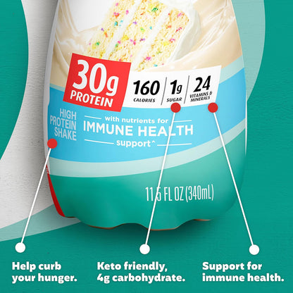 Premier Protein Shake, Cake Batter Delight, 30 g Protein, 1 g Sugar, 24 Vitamins & Minerals, Nutrients to Support Immune Health, Cream, 11.5 Fl Oz, Pack of 12, 340 ml (Pack of 12)