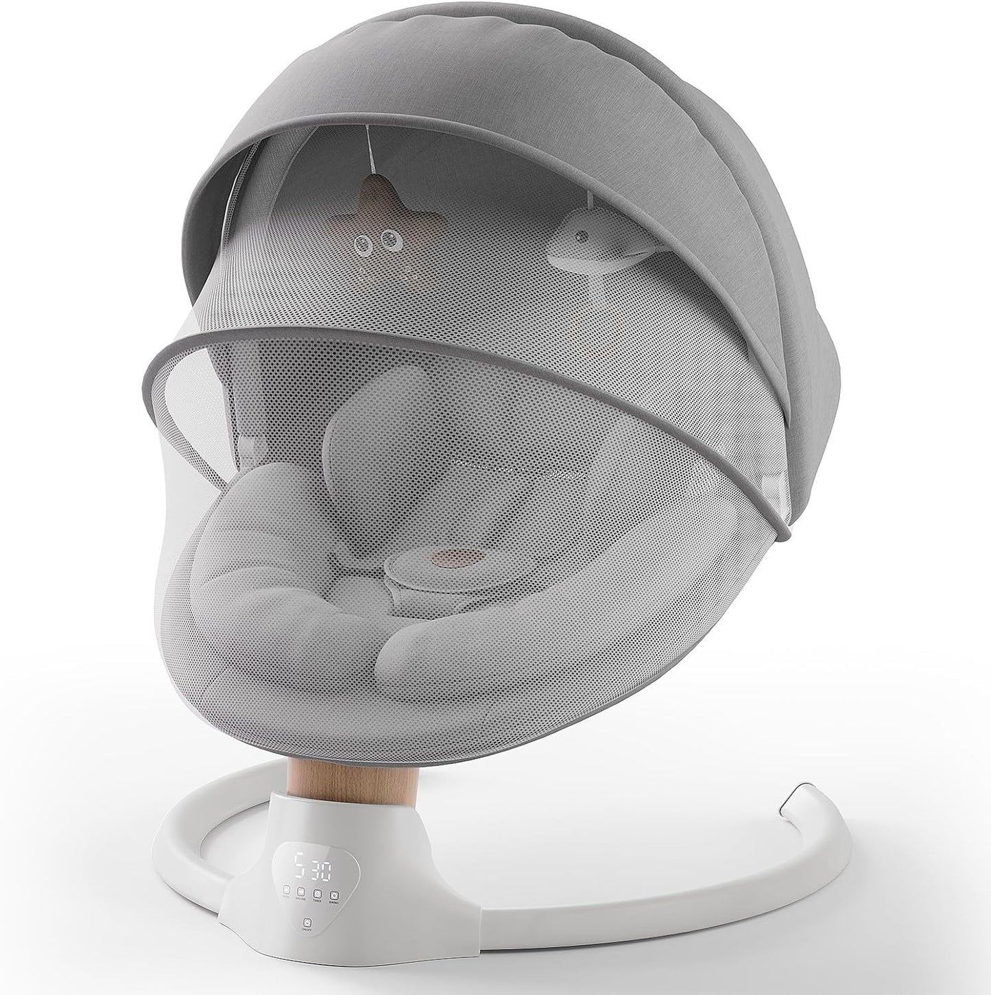 Baby Swings for Infants, FasonBaby Electric Baby Swing with 10 Preset Melodies, 5 Speeds, Remote Control and Bluetooth (Grey)