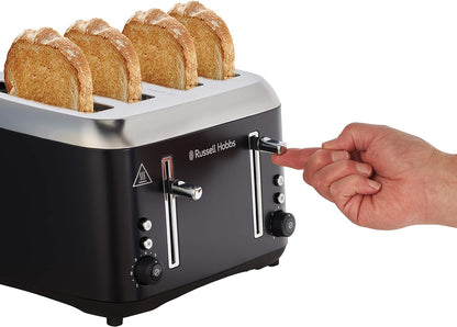 Russell Hobbs RHT514BLK Addison 4 Slice Toaster, Matte Black & RHK510BLK, Addison Digital Kettle, Keep Warm Function, Matte Black