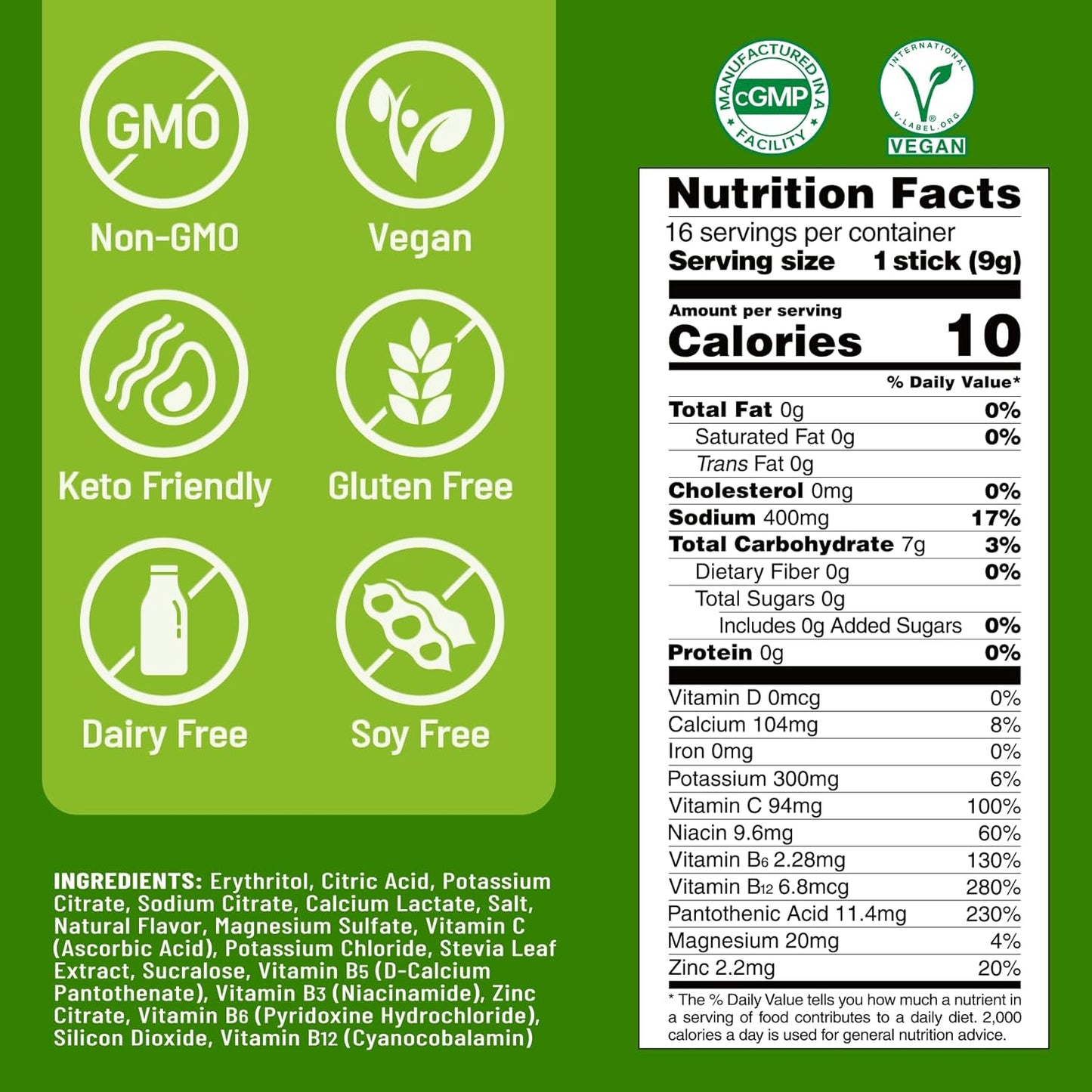 Venture Pal Sugar Free Electrolyte Powder Packets - Liquid Daily IV Hydration Packets ,16 Sticks