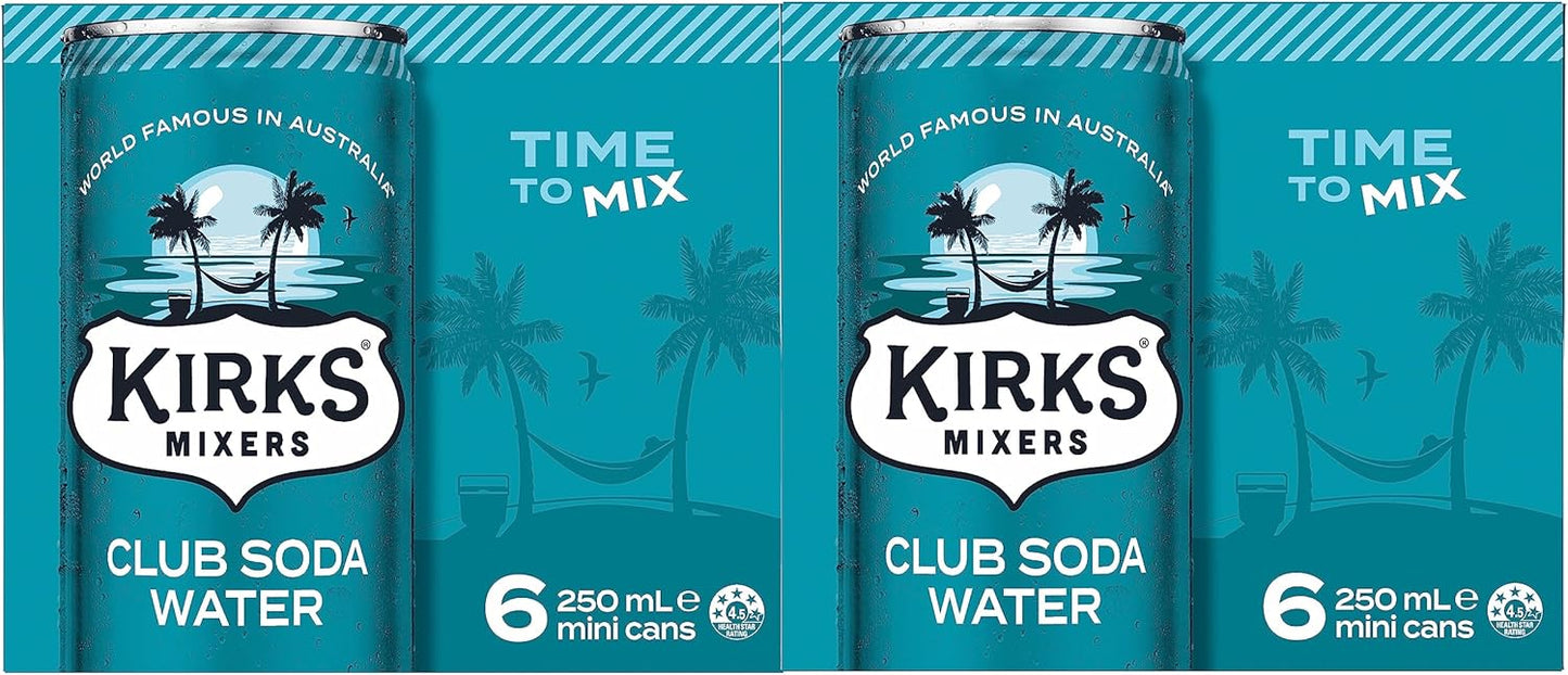 Kirks Mixers Soda Water Mini Can Multipack 24 x 250 mL