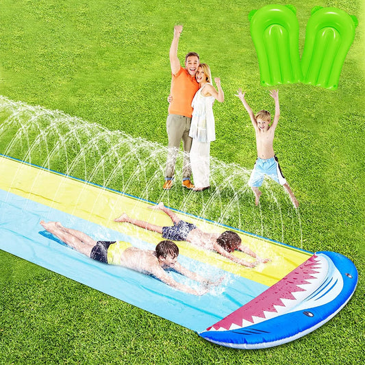 Cynamus Water Slide with 2 Bodyboards & Sprinklers for Children, Outdoor Water Toy for Summer, Garden, 480 x 140 cm