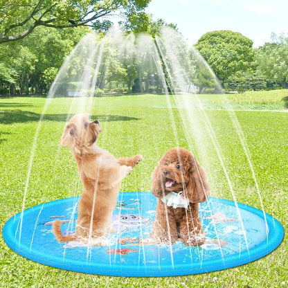 Dhqkqg Splash Pad, 170 cm Sprinkler Play Mat, Foldable Splash Sprinkler Pad, Non-Slip Children's Splash Pad, Summer Sprinkler Water Play Mat with Non-Slip Function for Boys, Girls, Pets