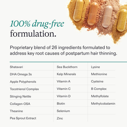 Nutrafol Postpartum Hair Growth Supplements, Clinically Tested for Visibly Thicker Hair
