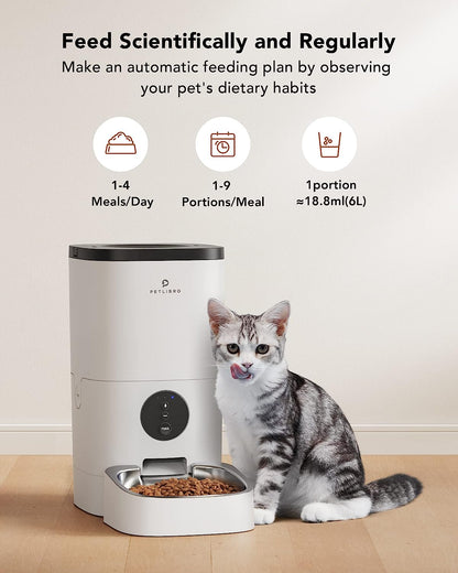 Automatic Dog Feeder, 6L Dog Food Dispenser with Customize Feeding Schedule, WiFi with Timer Interactive Voice Recorder, 6L