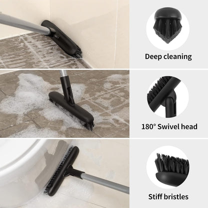 MR.SIGA Grout Scrub Brush with Long Handle, Shower Floor Scrubber for Cleaning
