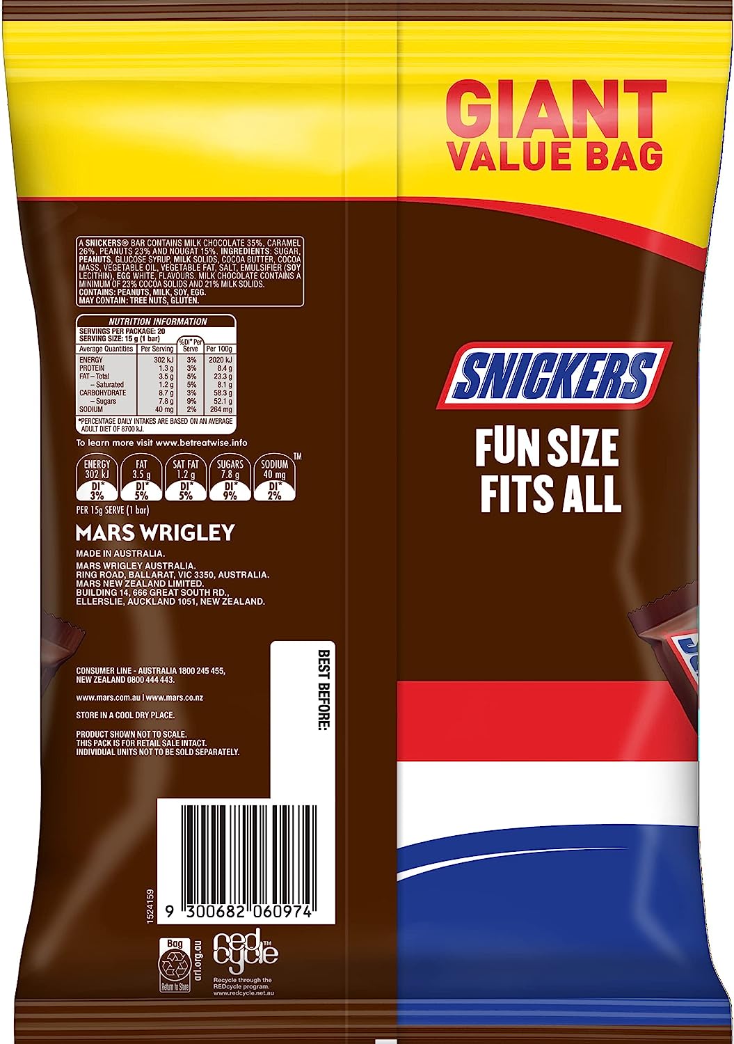 Snickers Chocolate Share Bag 20 Pieces 300g