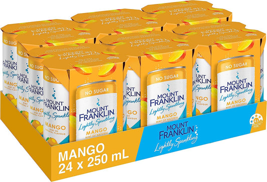 Mount Franklin Lightly Sparkling Water Mango Multipack Mini Cans 24 x 250mL