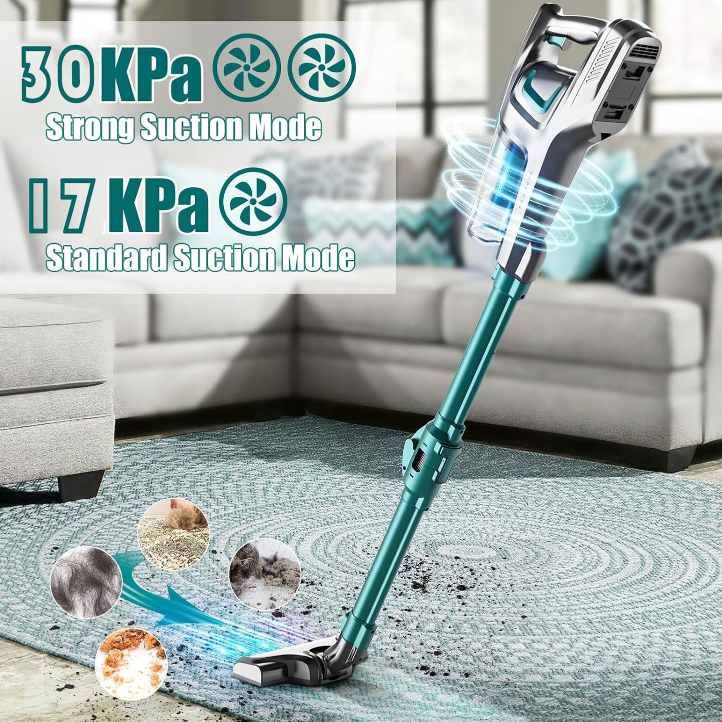 HONITURE Cordless Vacuum Cleaner, 250W Powerful Cordless Stick Vacuum, 6 in 1 Lightweight with 180 Foldable Tube Up to 45min Battery