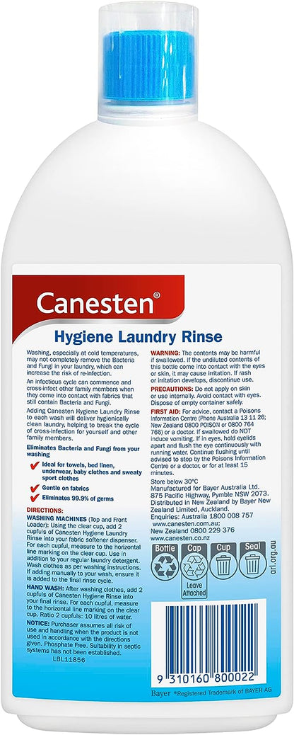 Canesten Antibacterial and Antifungal Hygiene Laundry Rinse, Eliminates Bacteria and Fungi from Your Washing, 1 Ltr