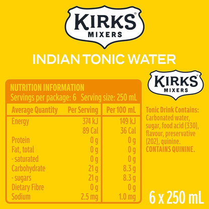 Kirks Mixers Indian Tonic Water Mini Can Multipack 24 x 250 mL