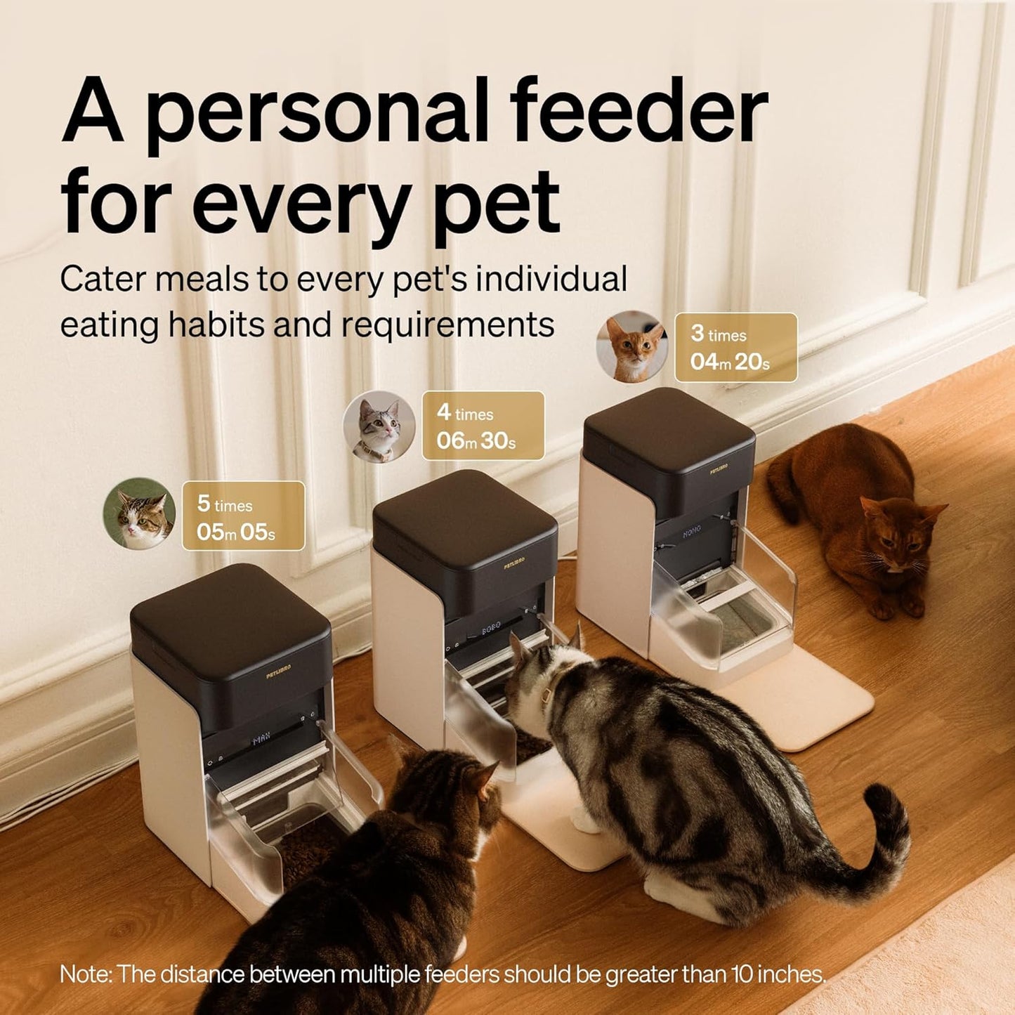 PETLIBRO RFID Automatic Cat Feeder & Water Fountain – Collar Tag Activated, Wi-Fi Programmable Combo with Cat Recognition & Diet Tracking, Personalized Feeding & Fresh Water for Multi-Pet Homes