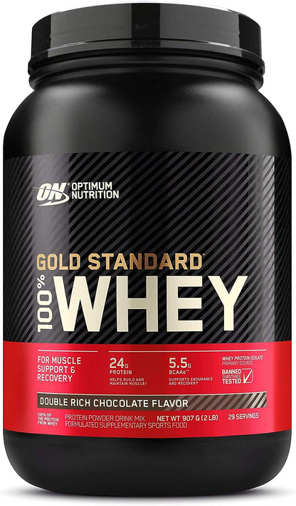 OPTIMUM NUTRITION Gold Standard 100% Whey Protein Powder, Double Rich Chocolate, 907g