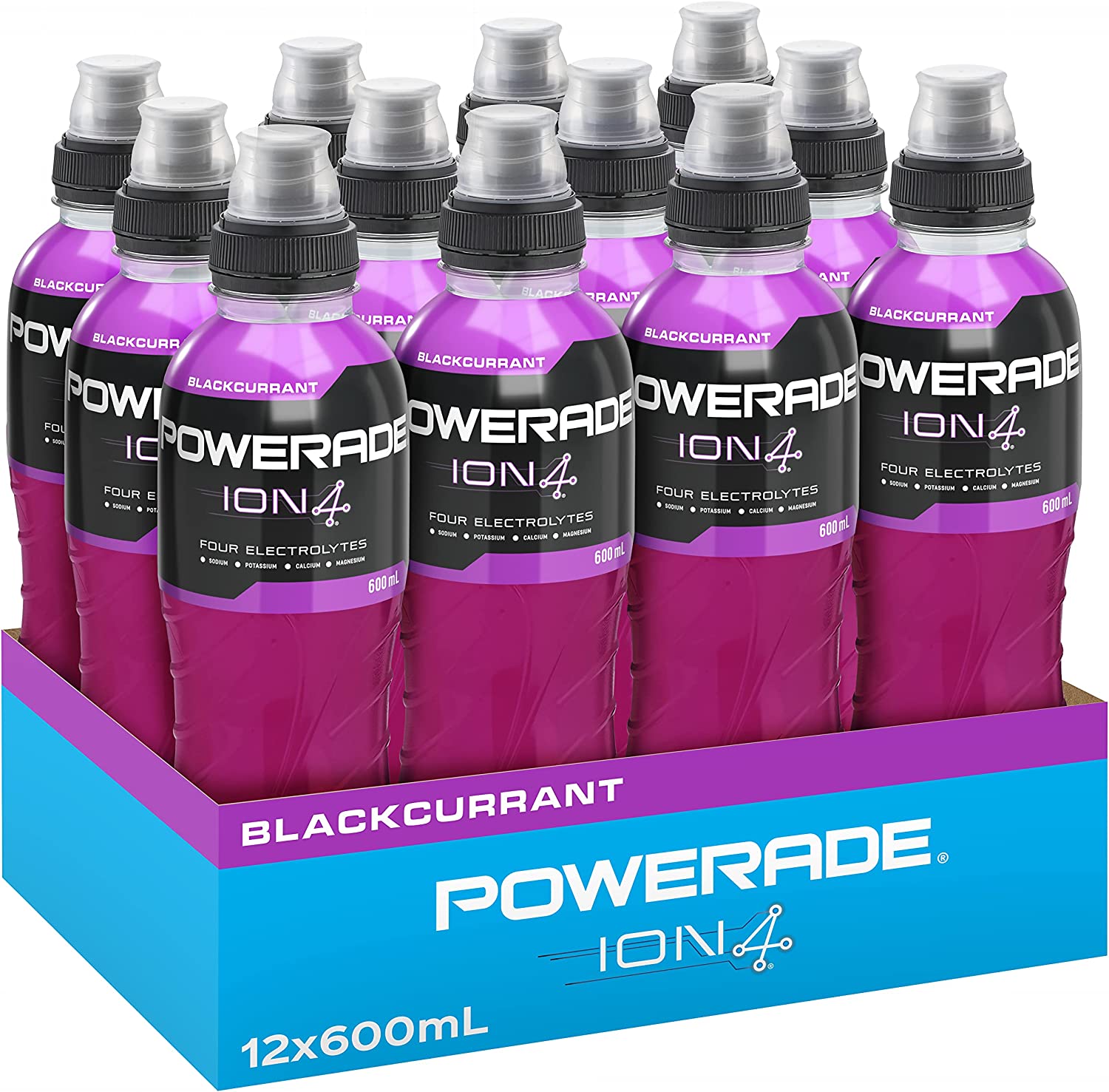 Ion4 Powerade ION4 Blackcurrant Sports Drink Cap Bottles 12 x 600mL – Shopperss