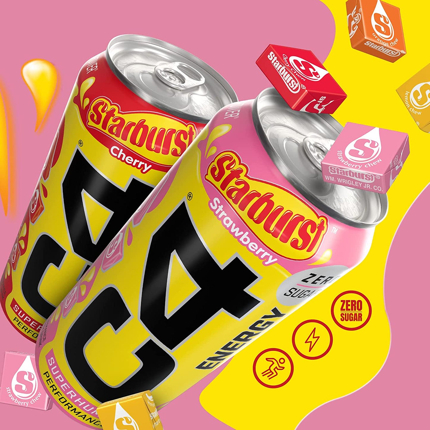 C4 Energy Drink by Cellucor | STARBURST Strawberry 473ml pack of 12